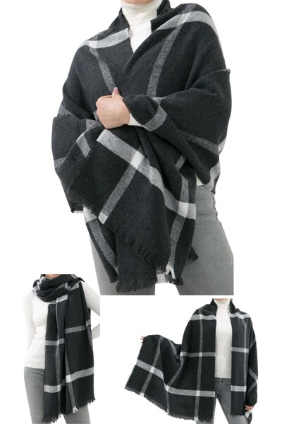 marufshop 1 Piece Women's Large Size Soft Textured Winter Patterned Scarf Shoulder Shawl