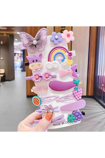 GUCSO 14 bucăți agrafe de păr colorate violet pentru copii - Gucso cu accesorii de păr pentru fete drăguțe