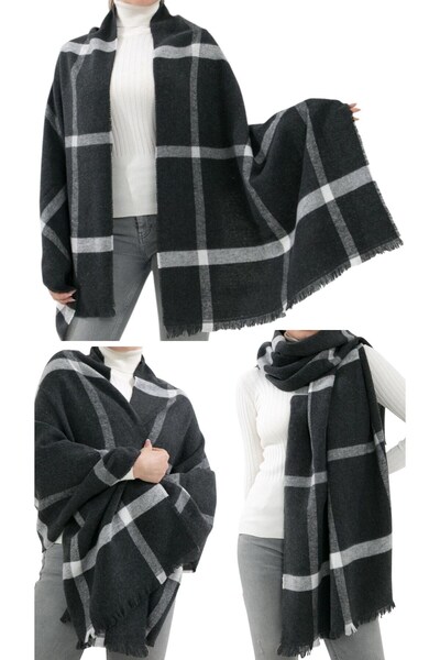 marufshop 1 Piece Women's Large Size Soft Textured Winter Patterned Scarf Shoulder Shawl
