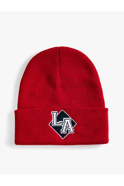 Koton College Embroidered Beret with Folding Detail