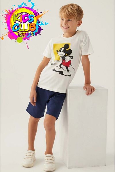Minnie Mouse D4883 Beyond Boy's Set - Μπλουζάκι και σορτς με άδεια λευκό