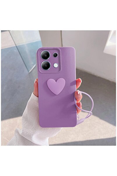 Zebana Xiaomi Redmi Note 13 Pro 4G Uyumlu Kılıf Kalpli Love Silikon Kılıf Lila