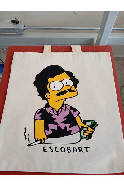 GİFTORA Funny Humor-14 Escobart Printed Raw Cloth Bag 35X40 cm