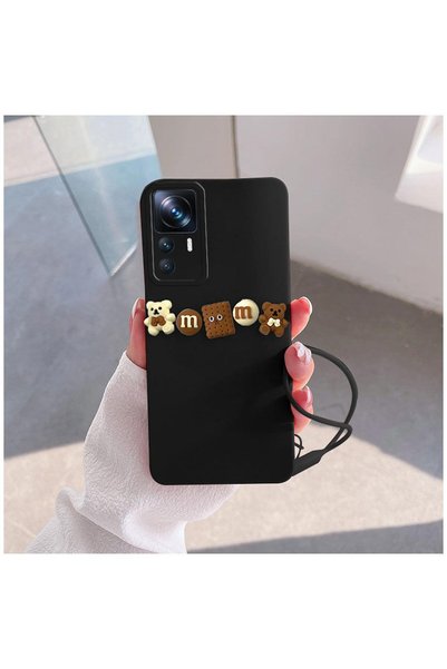 Zebana Xiaomi Mi 12t Compatible Case Love Bear Silicone Case Black - Brown
