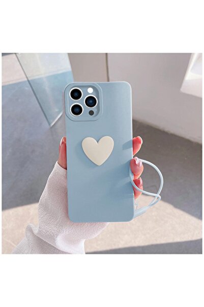 Zebana Apple iPhone 15 Pro Max Compatible Case Heart Love Silicone Case Light Blue