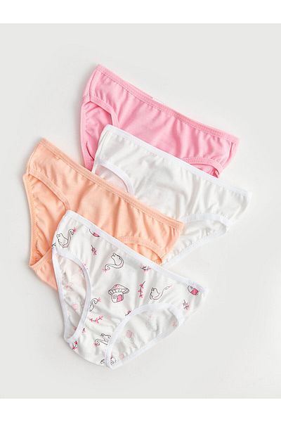 LC Waikiki Lcwk Printed Cotton Baby Girl Panties Set of 4
