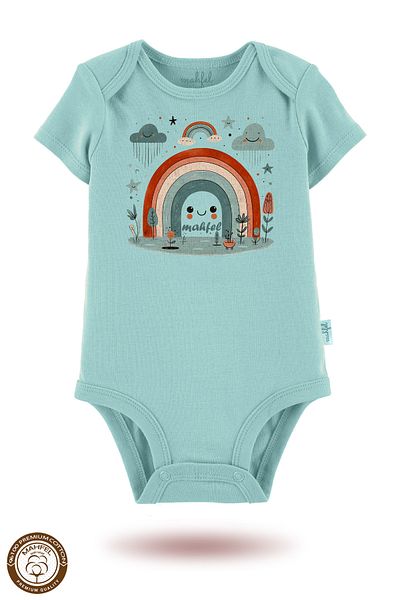 MAHFEL 2-Piece 100% Cotton Organic Printed Snap Fastener Baby Bodysuit