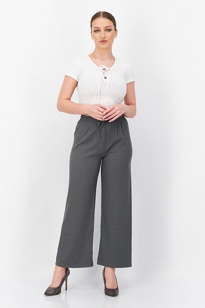Bebe Women Wide Leg Textured Palazzo Pants, Dark Grey