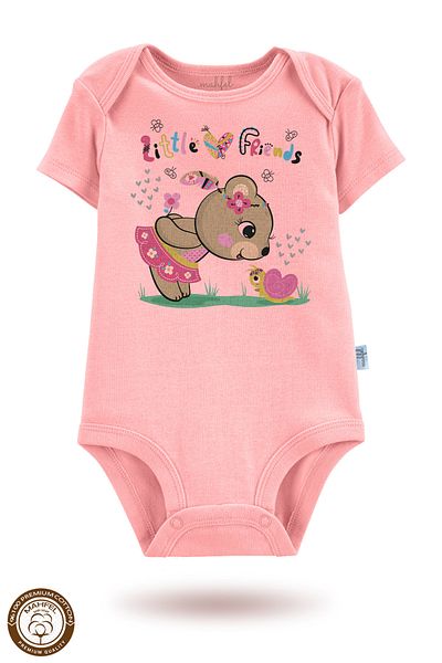 MAHFEL 2-Piece 100% Cotton Organic Printed Snap Fastener Baby Bodysuit