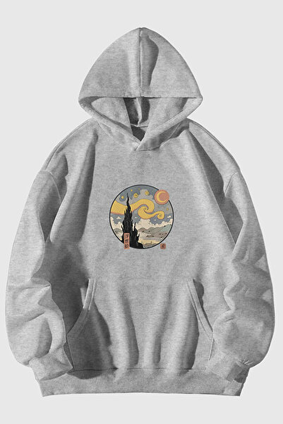 Wish BF Hanorac unisex Noapte înstelată cu imprimeu - buzunar cangur cu glugă