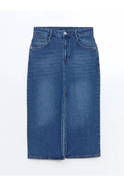 LC Waikiki LCW Vision İndigo Dar Fit Kadın Jean Etek