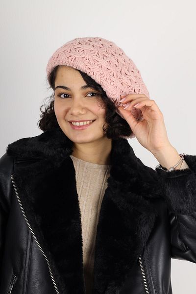 MinaCarin Pink Knitted Wool - Double Layer Winter Painter Beret