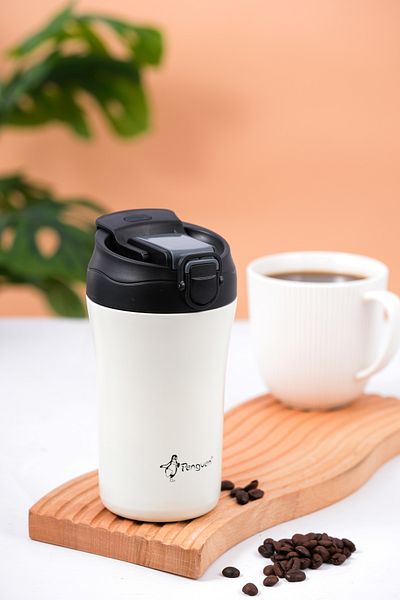 Penguen Thermos Mug 400 ml - Stainless Steel with Straw and Direct Drinking Lid