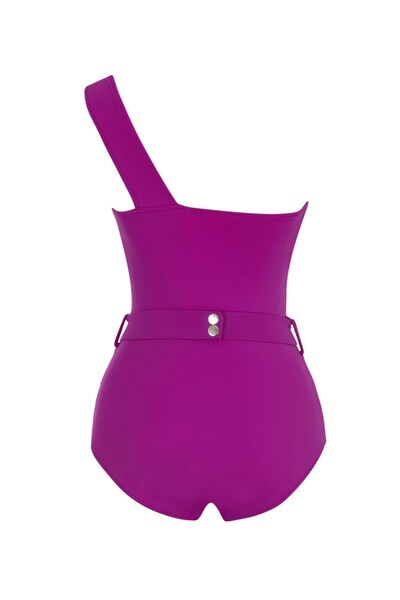 SAILOR moda One Shoulder Seashell Belted Swimsuit Slr 305