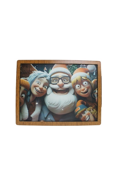 PADRO Yeni Yıl Noel Yılbaşı Ahşap Noel Baba Temalı Parabox Kumbara