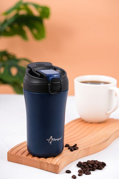 Penguen Thermos Mug 400 ml - Stainless Steel with Straw and Direct Drinking Lid