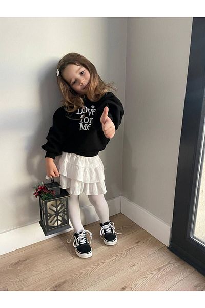2kids2mom Combinație de hanorac cu litere Love For Me și fustă plisată