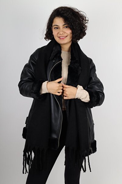 MinaCarin Eșarfă cu textura moale, neagră, pentru femei, șal pentru umeri