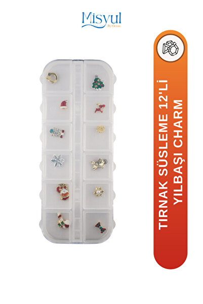 Misyul Yılbaşı Charm 12'li Yılbaşı Temalı Tırnak Süsleme Nail Art