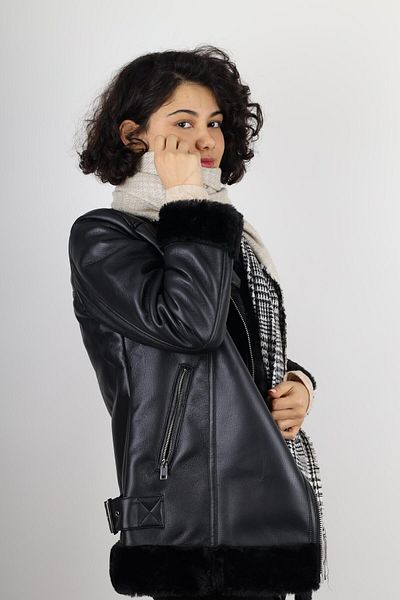 MinaCarin Eșarfă de lână cu model carouri pe două fețe, albă, de iarnă