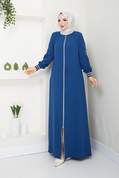 MODA ESRE FASHION ملابس حجاب كريمية اللون Ferace - أكمام مضلعة، أساور مطوية و...