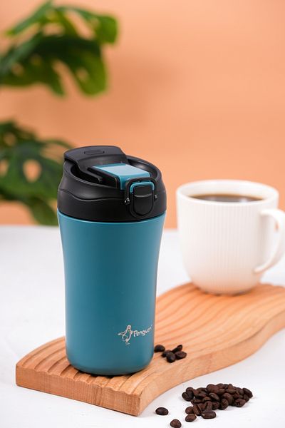 Penguen Thermos Mug 400 ml - Stainless Steel with Straw and Direct Drinking Lid