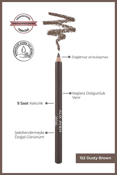 Alix Avien Dusty Brown 152mm - Long-Lasting, Highlighter Shaping Coffee Eyebrow Pencil