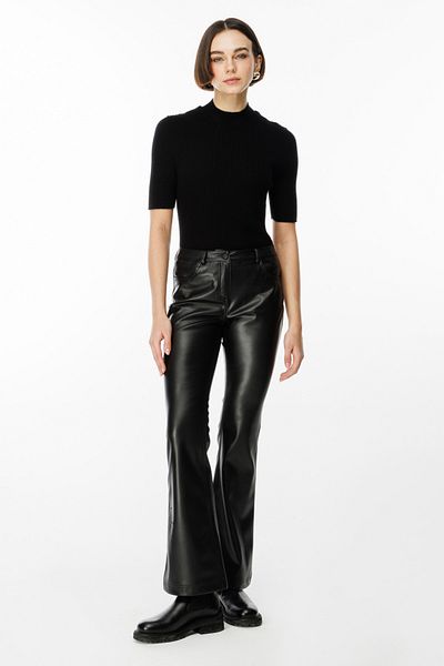 Ekol Women's Black Leather Pants 4035 - Spanish Leg