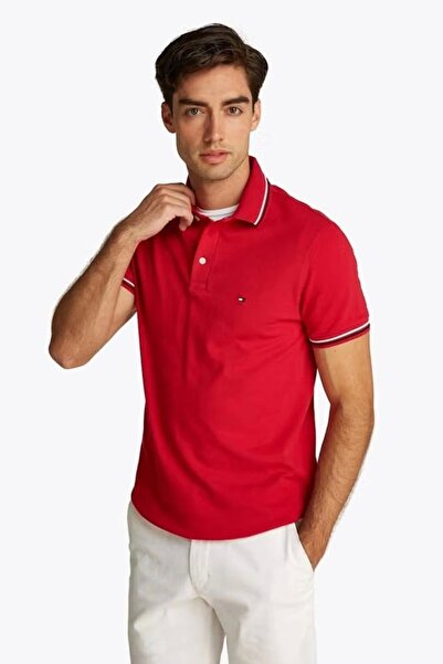 Tommy Hilfiger TIPPED SLIM FIT SEASONAL POLO Erkek kırmızı T-shirt MW0MW39993XLD