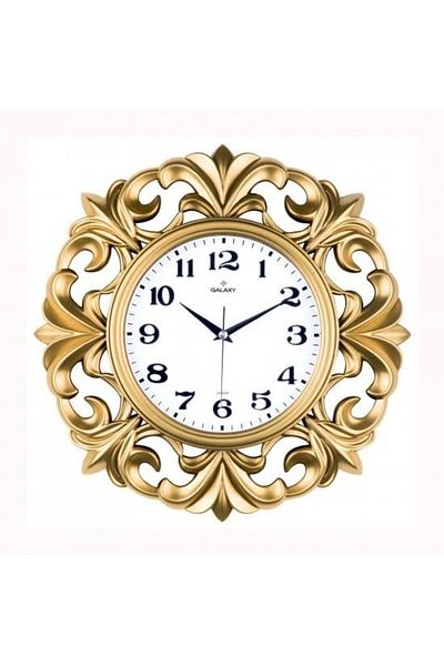 Universal Golden Yellow Wall Clock - 39.5X19.5Cm, Acylic Painted, Abs Case, Mineral Glass Mute Mite