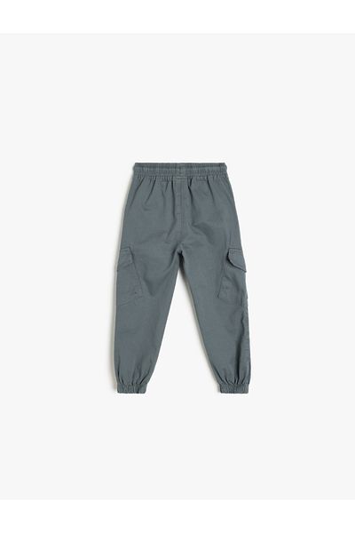 Koton Pantaloni cargo Jogger din bumbac - cu șireturi în talie și buzunare