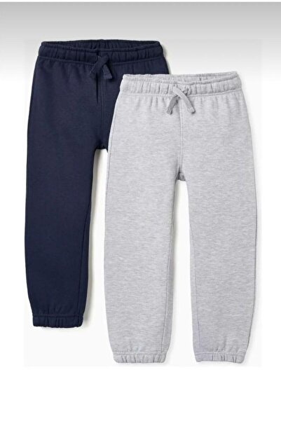 FİTGO Παιδικό επένδυση fleece Γκρι Navy Blue Λαστιχένιο Παντελόνι Φούτερ Πακέ...