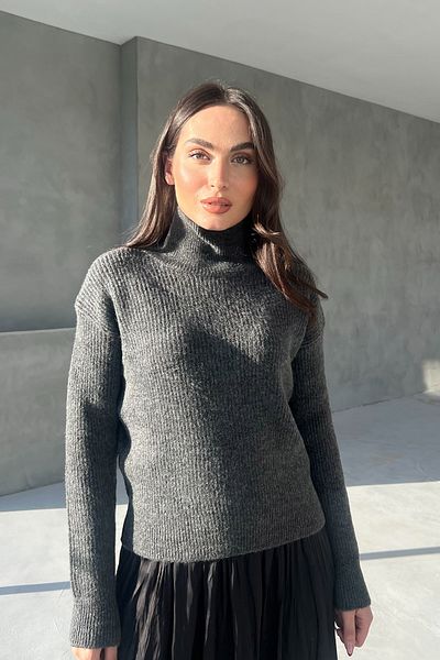 Seda Yalçın Atelier Anthracite Turtleneck Striped Sweater