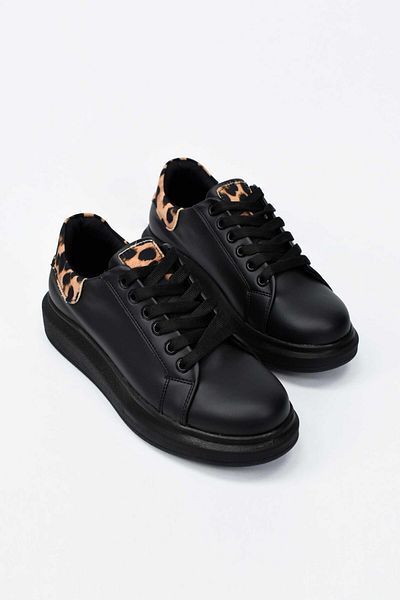 birizmoda Pantofi de damă cu talpă înaltă cu model leopard - negru