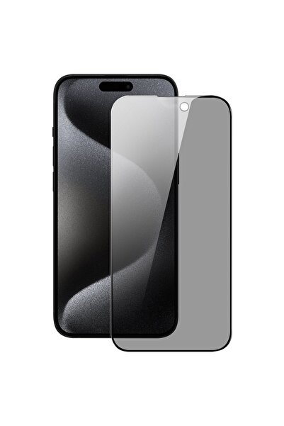 Powerfox iPhone 15 Pro Max Uyumlu Privacy Hayalet Kırılmaz Cam Tam Kaplayan Gizlilikli Ekran Koruyucu 9H
