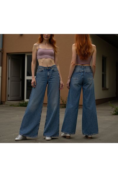 ENZİM JEANS Blugi largi, 100% bumbac, pentru femei