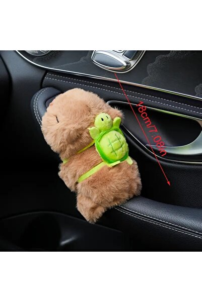 Halımax Sevimli Kapibara Peluş Bileklik Araba Dekoru Araç İçi Yumuşak 18 cm Kahverengi Capybara Oyuncak