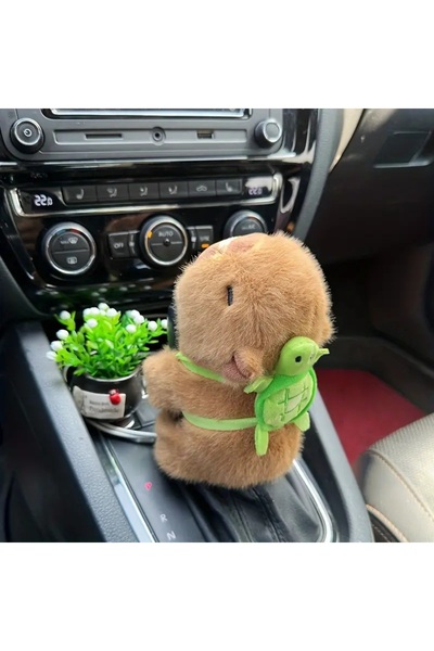 Halımax Sevimli Kapibara Peluş Bileklik Araba Dekoru Araç İçi Yumuşak 18 cm Kahverengi Capybara Oyuncak