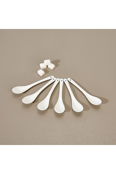 Benante Set of 6 Coffee Spoons - White - 12.5 cm