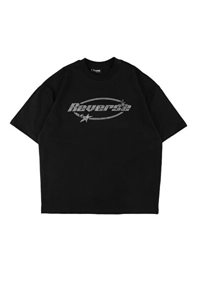 Sokak Butik Αντίστροφη στάμπα Oversize Unisex Μαύρο Tshirt