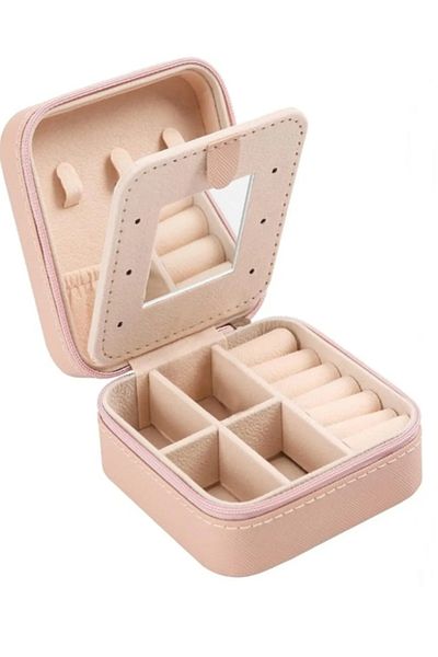 gaman Portable Jewelry Organizer Box with Mirror Inside - Compartment Ring-Earrings-Necklace Organizer Box