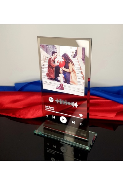 MERTKRİSTAL Spotify Cam Plak, Spotify Barkodlu Kişiye Özel Hediye