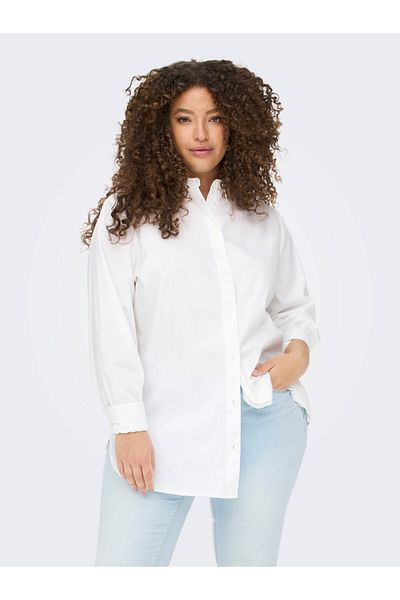 Only Carmakoma Cămașă albă cu mânecă lungă Carmakoma Plus Size pentru femei 15282838