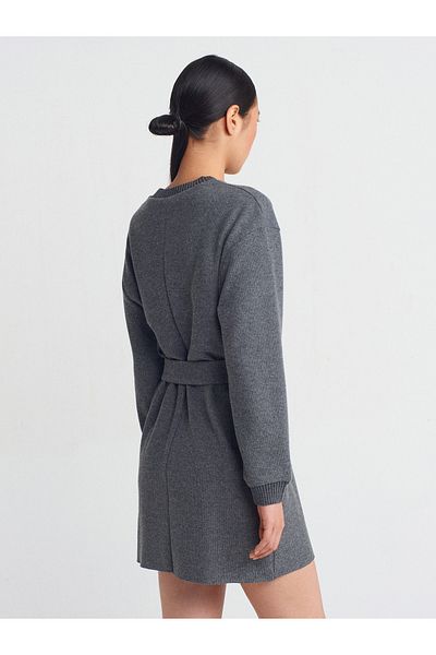 Dilvin 91335 Anthracite Belt Soft Dress