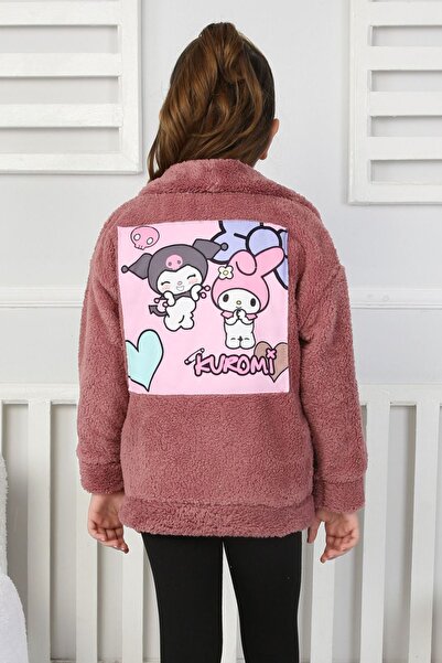 Minigimin Cicileri Miniğimin Cicileri Krm Detaylı cepli Kız Çocuk Welsoft Hırka - Gül Kurusu