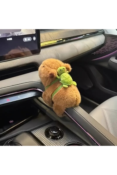 Halımax Sevimli Kapibara Peluş Bileklik Araba Dekoru Araç İçi Yumuşak 18 cm Kahverengi Capybara Oyuncak