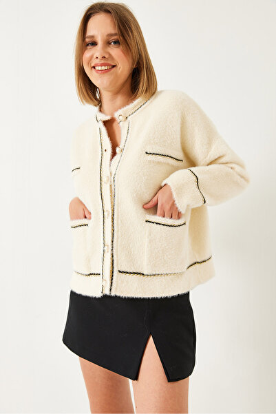 Bianco Lucci Women's Double Pocket Buttoned Soft Knitwear Cardigan 24101 60261247