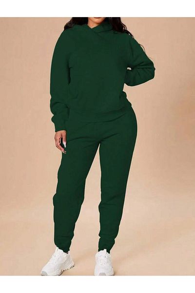 trendgar zumrut πράσινο hoodie & παντελόνι duzzle unisex κάτω από το ust κοστούμι