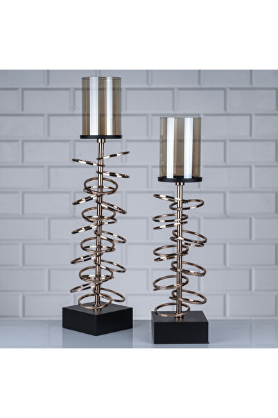 ZETT 2'Lİ Halkalı Mumluk Eskitme Mum Şamdan Seti