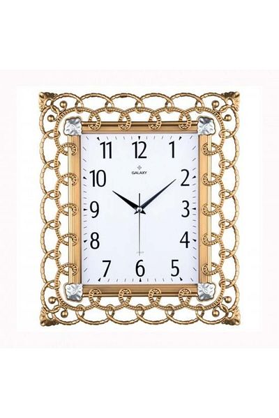 Universal Golden Yellow Wall Watch - 32.3Cmx 37.5cm Pvc Dial Silent Mite Machine Mineral Glass Acrylic